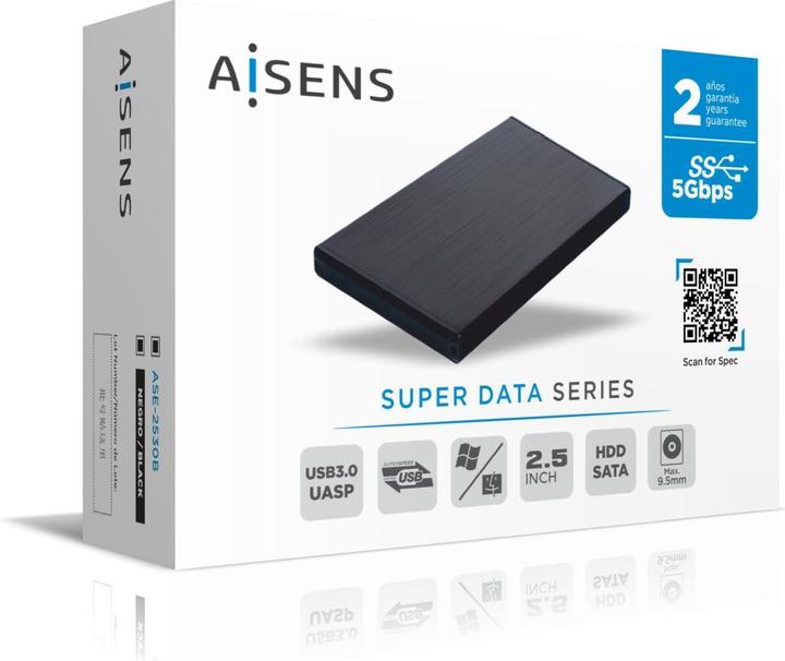 Produktbild Aisens ASE-2530B Speicherlaufwerksgehäuse HDD-Gehäuse Schwarz 2.5" (2.5")