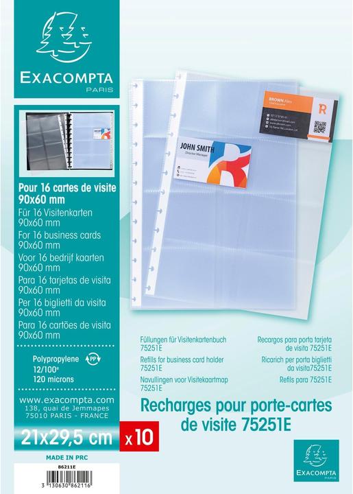 Produktbild Exacompta Sichthülle A4, für Visitenkarten 10 Stück, Transparent (A4, 10 x)