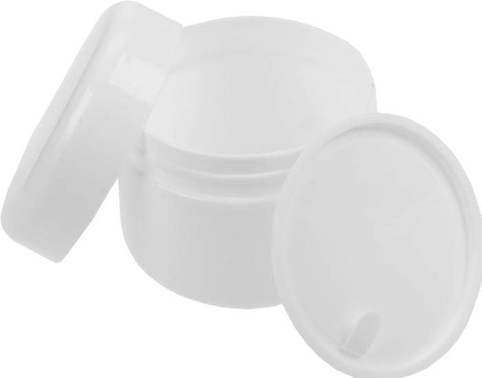 Actual product image Plastic cosmetics jar, white with inner lid for 50 ml, Ø 5 cm, height: 4.5 cm