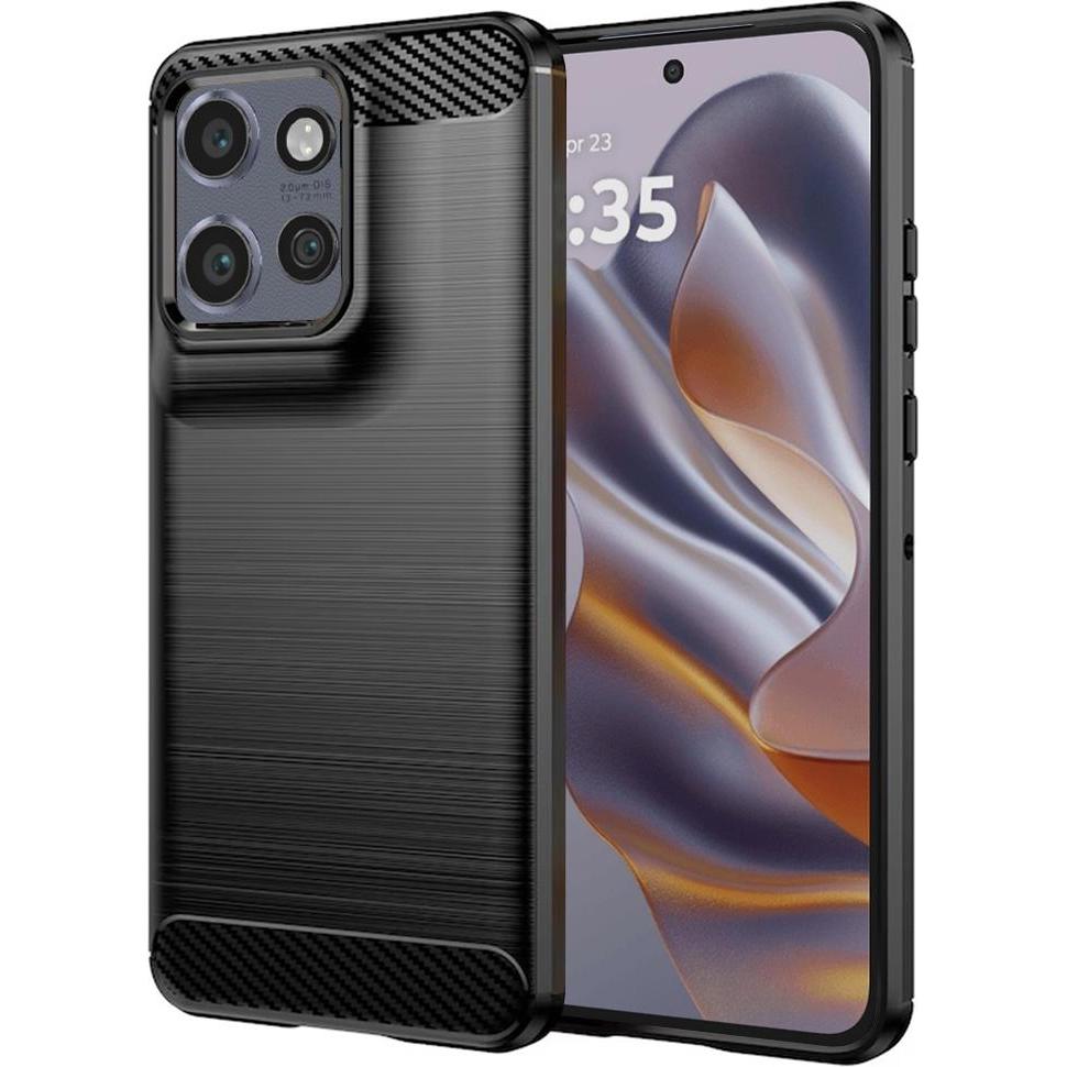 Techsuit Custodia in silicone al carbonio (Motorola Edge 50 Neo, Motorola Edge 60 Neo), Cover smartphone, Nero