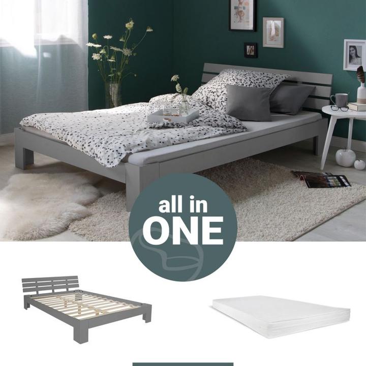 Image du produit Homestyle4u Holzbett mit Matratze & Lattenrost (140 x 200)