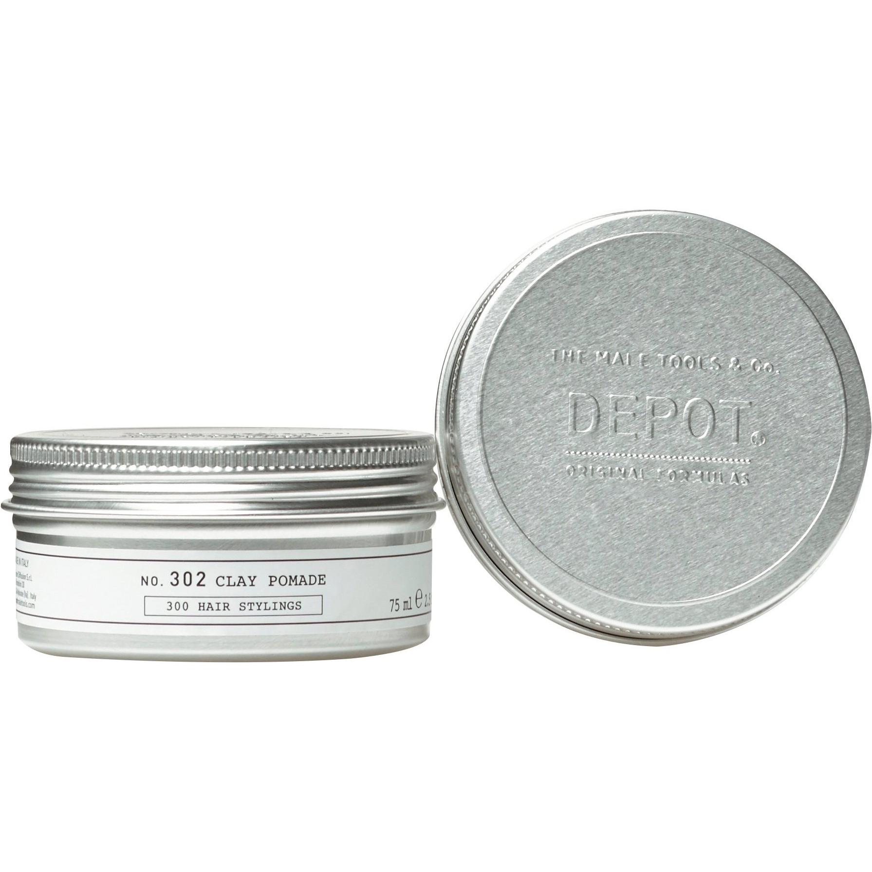 Depot, Haargel + Haarwachs, No. 302 Clay Pomade 75 ml (Haargel, Haarpomade, 75 ml)