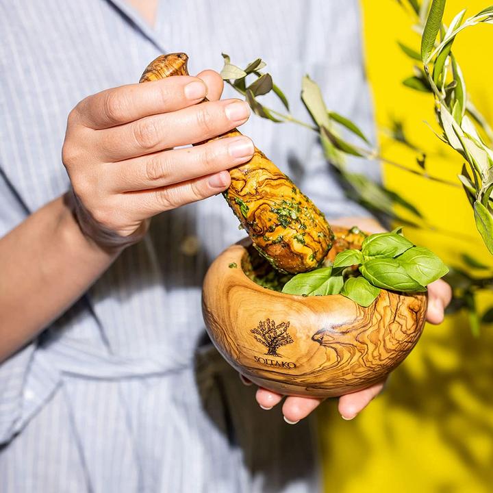 Actual product image Soltako Olive wood mortar