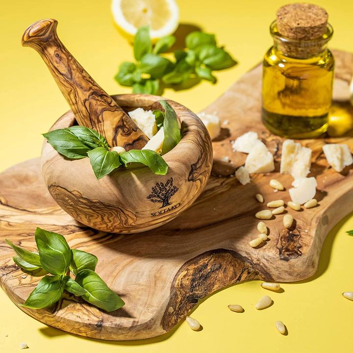 Actual product image Soltako Olive wood mortar