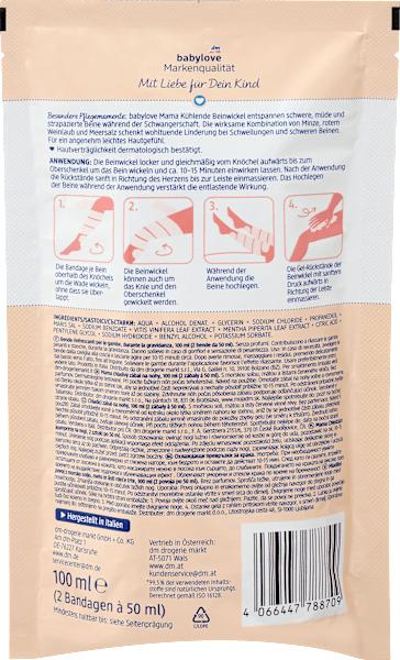 Nutritional values and ingredients dm babylove Mummy Cooling Leg Wrap