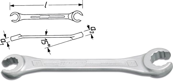 Produktbild HAZET Doppel-Ringschlüssel ∙ offen 612-12X14 ∙ Aussen Sechskant Profil ∙ 12 x 14 mm (12 mm, 14 mm)