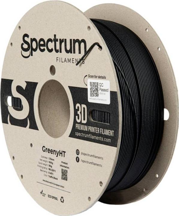 Produktbild Filament GreenyHT PLA Traffic Black 1kg 1.75mm (PLA, 1.75 mm, 1000 g, Schwarz)