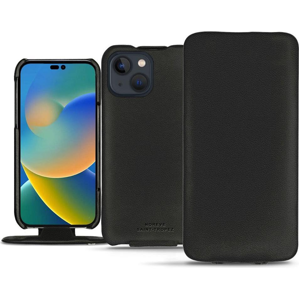 Noreve Lederschutzhülle vertikal (Apple iPhone 14), Smartphone Hülle, Schwarz