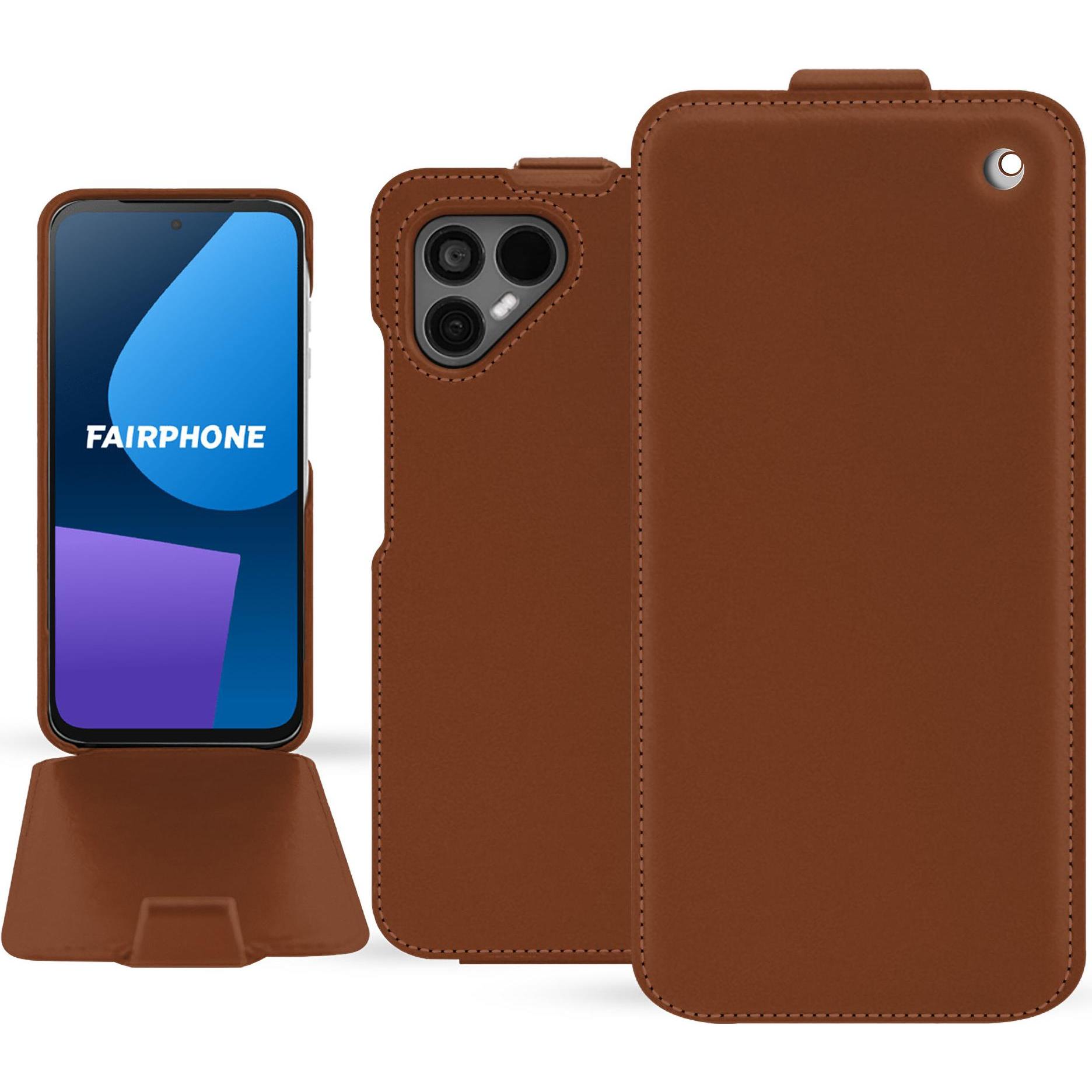 Noreve Lederschutzhülle vertikal (OnePlus 5), Smartphone Hülle, Braun