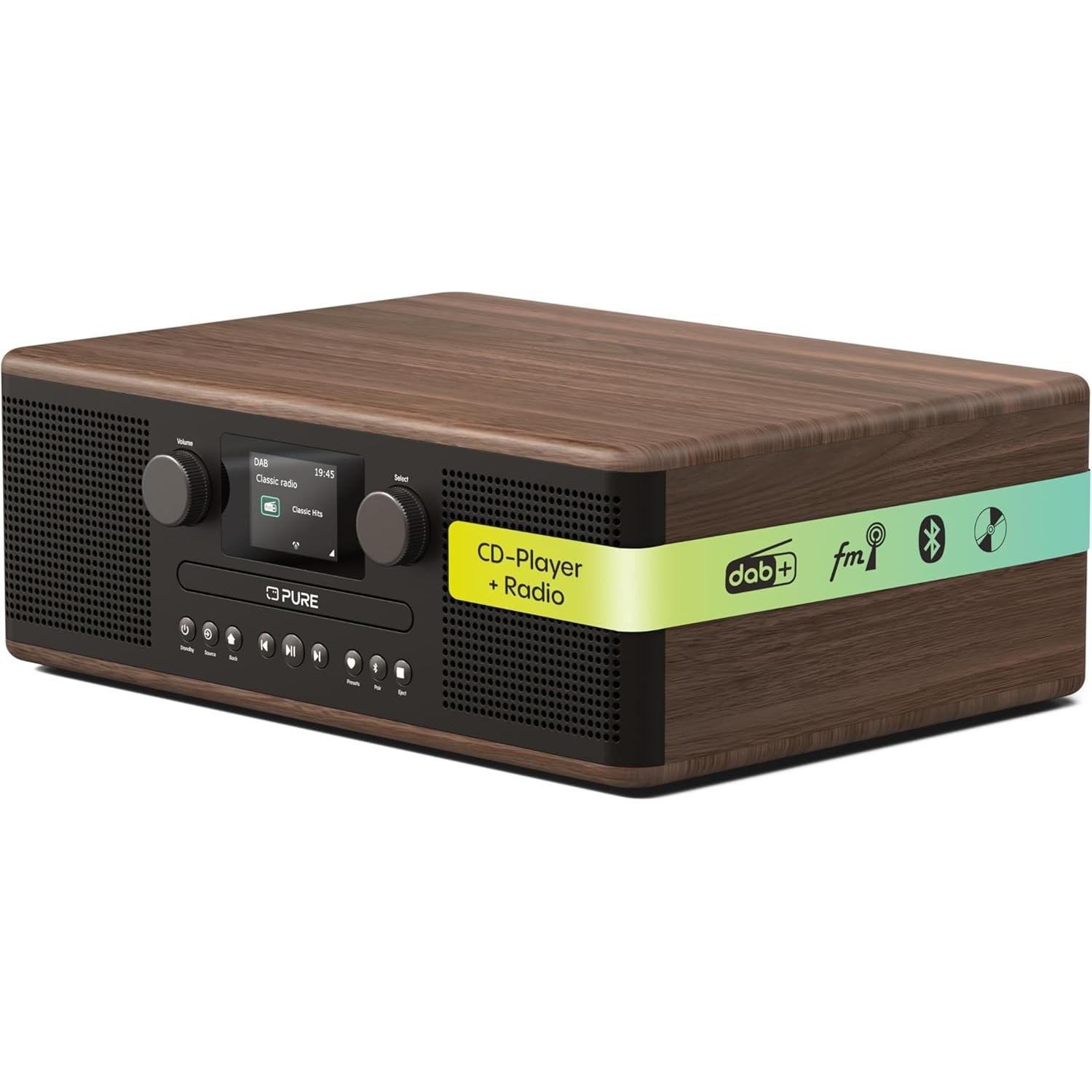 Pure Classico C-D6 (DAB, DAB, FM, Bluetooth), Radio, Nero, Marrone