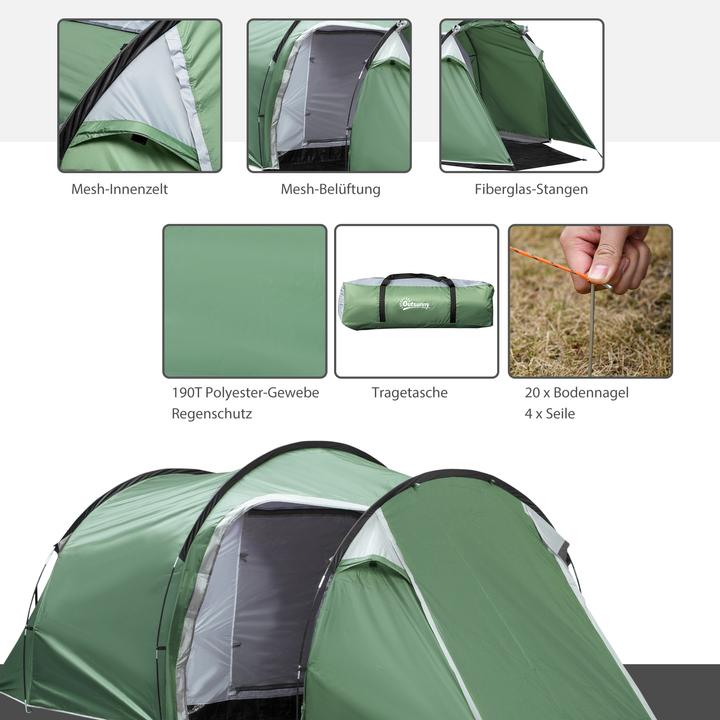 Image du produit Outsunny Tente de camping pour 3-4 personnes (Tente tunnel, 6 kg, 3 personnes)