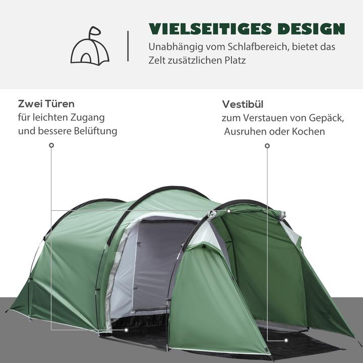 Image du produit Outsunny Tente de camping pour 3-4 personnes (Tente tunnel, 6 kg, 3 personnes)