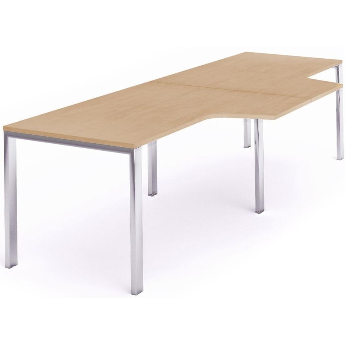 Rocada, Schreibtisch, Mehrfacharbeitstisch Total L-Form BxTxH 320x120/80x73cm Gestell verchromt Platte Melamin buche (80...