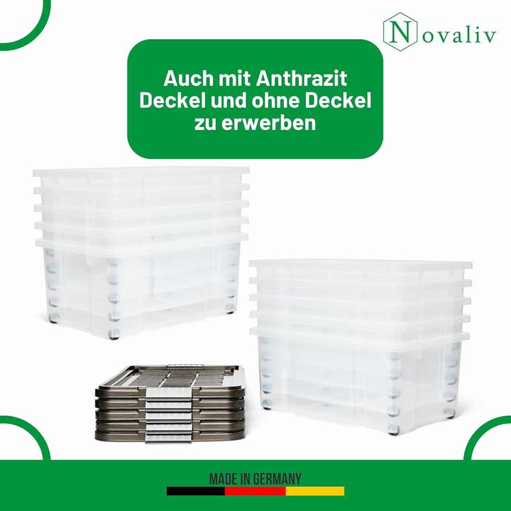 Produktbild Novaliv Aufbewahrungsbox mit Deckel Gross 45L transparente Nestbar stapelbare Plastikbox mit Clipvers (40 cm, 45 l, 1x)
