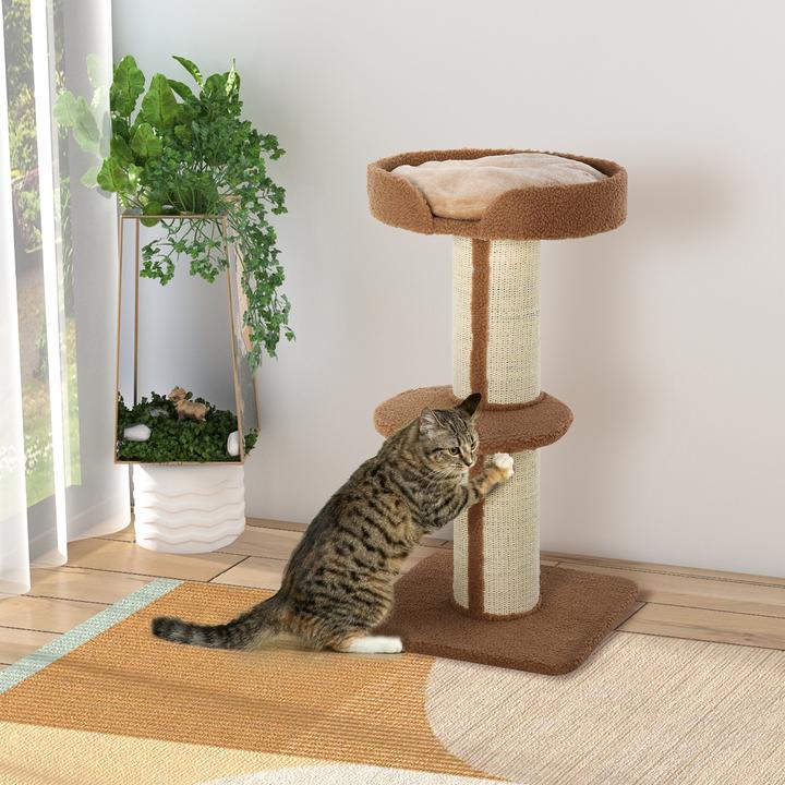Immagine prodotto PawHut Albero per gatti con piattaforma (91 cm, Marrone chiaro)