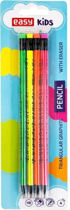 Productafbeelding Easy Fluo-Bleistift mit Radiergummi, 4 Stück (HB, 4x)