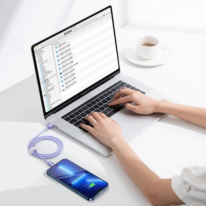 Actual product image Baseus Crystal Shine Series Fast Charging Data Cable Type-C to iP 20W 1.2m Purple (1.20 m, USB 2.0, 20 W)