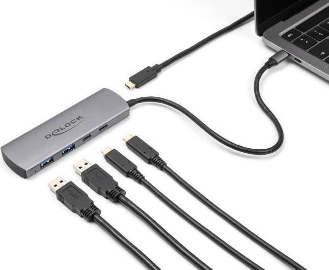 Actual product image Delock USB 10 Gbps 2 port USB Type-A + 2 port USB Type-C hub (USB-C, 4 ports)