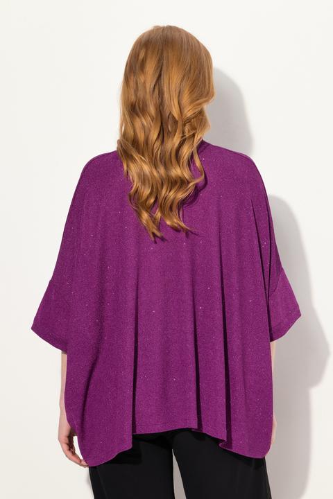 Produktbild Ulla Popken Shirt, oversized, Glitzer-Effekt, Rollkragen, Halbarm (58, 60, 62)