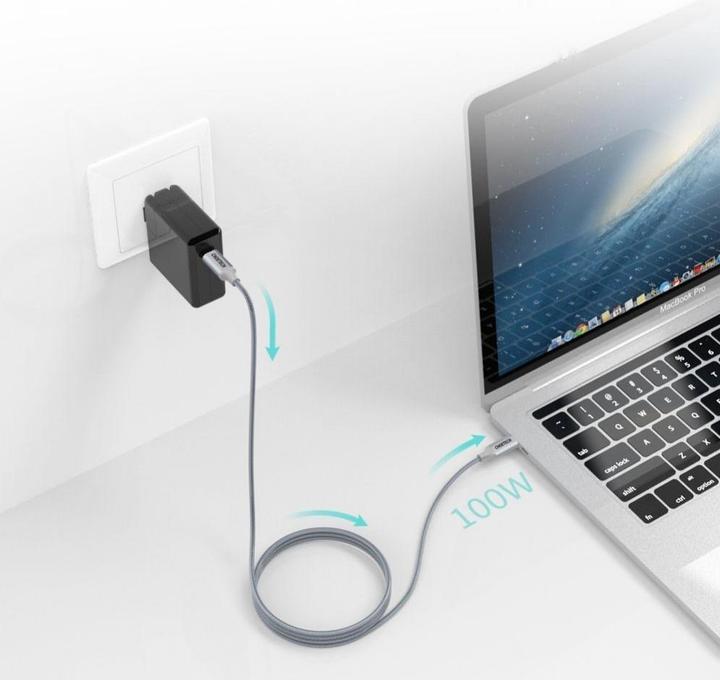 Immagine prodotto Choetech USB Tipo C - Cavo USB Tipo C 5A 100 W Alimentazione 480 Mbps 1,8 m grigio (XCC-1002-GY) (1.80 m, USB 2.0, 100 W)