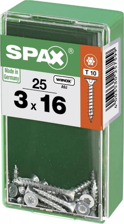 Produktbild Spax DIY Universal Senkkopf T-STAR plus VGW WIROX A9J 3x16 S 25 St. (25 Schrauben pro Stück)
