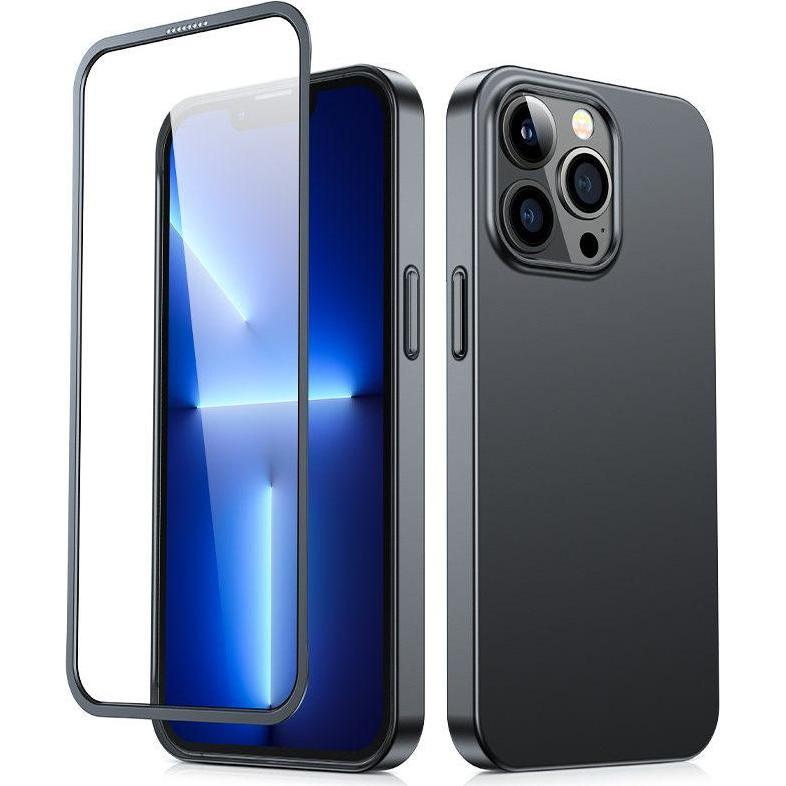 Joyroom 360 Full Case front and back cover for iPhone 13 Pro + tempered glass screen protector black (1 Stück, Apple iPh...