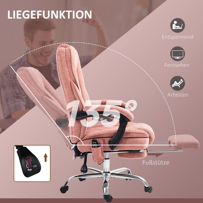 Produktbild Swisshandel24 Ergonomischer Bürostuhl mit Massagefunktion, Fussstütze, drehbar, rollbar, Rosa