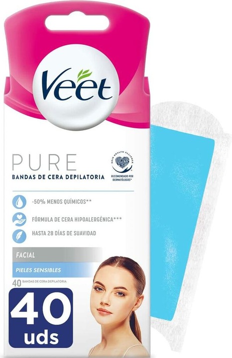 Immagine prodotto Veet Easy Gelwax Facial Bands Cera Depilatoria 40 Strisce (40 ml, 1 x, 30 g)