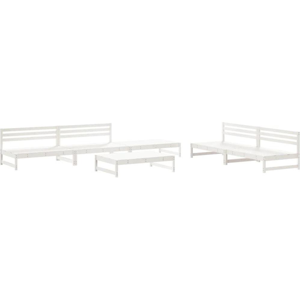 VidaXL, Gartenlounge, 6-tlg. Garten-Lounge-Set Weiss Massivholz Kiefer,Farbe