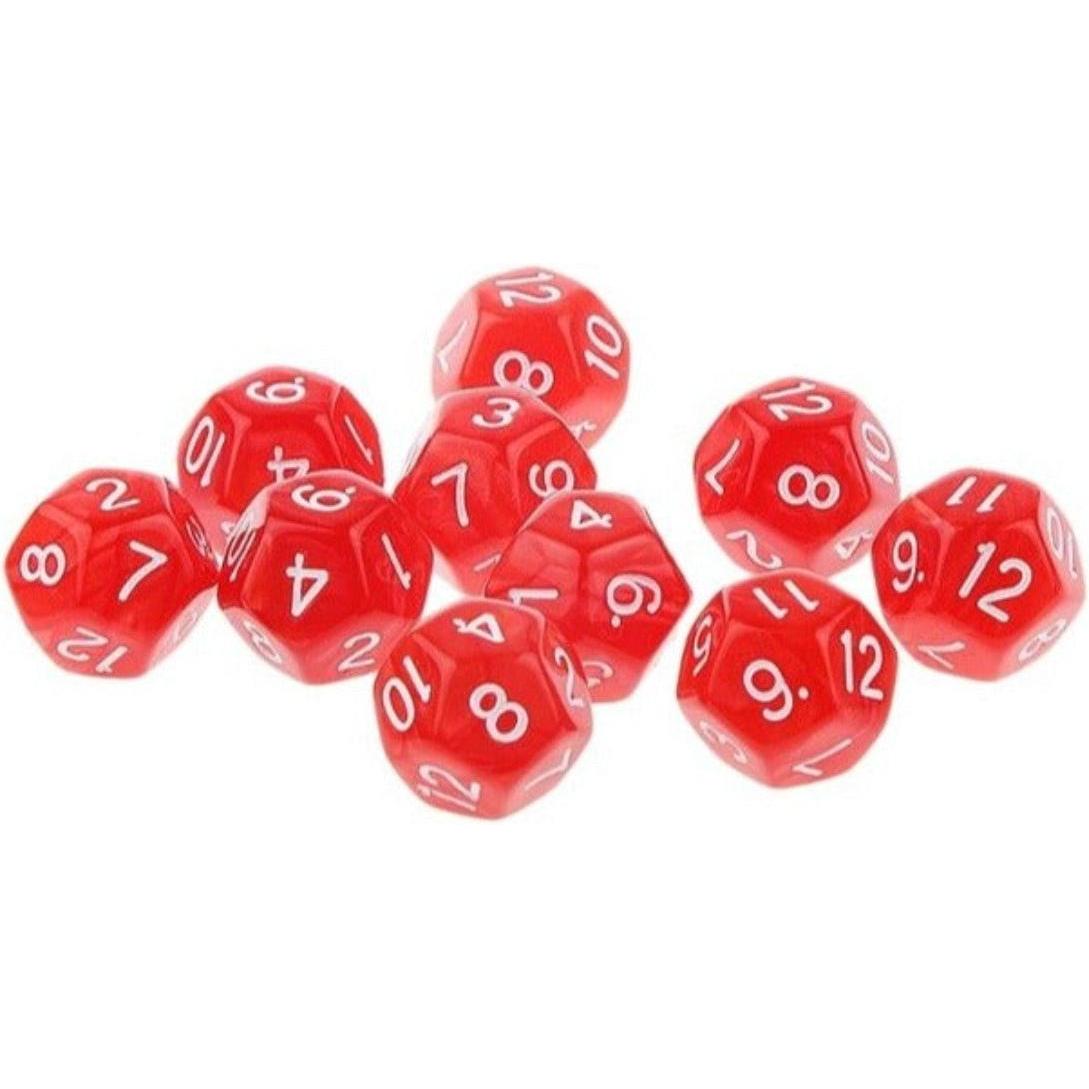 Tinisu 12 seitige WÃ¼rfel - 10 StÃ¼ck Farbe Rot Rollenspiele