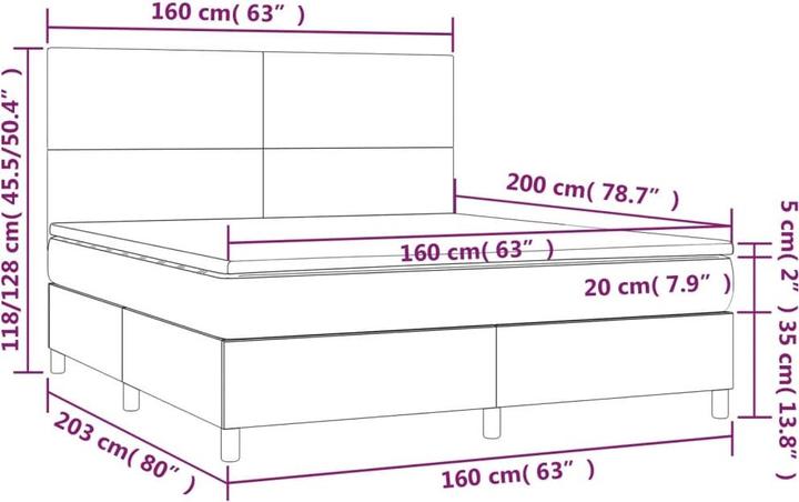 Image du produit vidaXL Boxspringbett (160 x 200 cm)