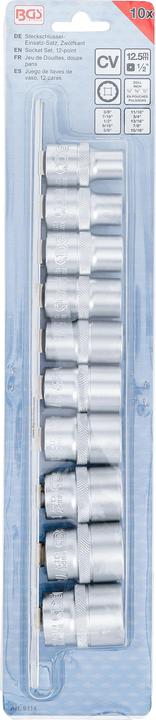 Produktbild BGS Steckschlüssel-Einsatz-Satz, Zwölfkant Antrieb Innenvierkant 12,5 mm (1/2") Zollgrössen 10-tlg. (12.5 mm)