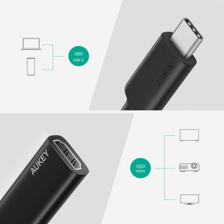 Image du produit Aukey HDMI - USB C (USB-C, HDMI, 20 cm)