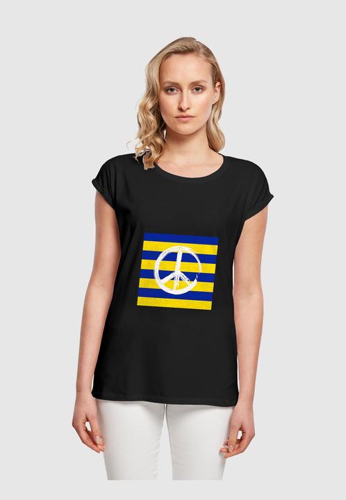 Produktbild Merchcode Ladies Peace - Stripe Peace Extended Shoulder Tee - 116703 (XL)