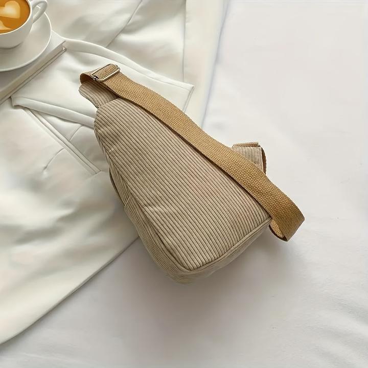 Actual product image Only-Bags.Store Schicke schwarze Cord-Crossbody-Tasche - lässige Gürteltasche mit Reissverschluss, perfekt für