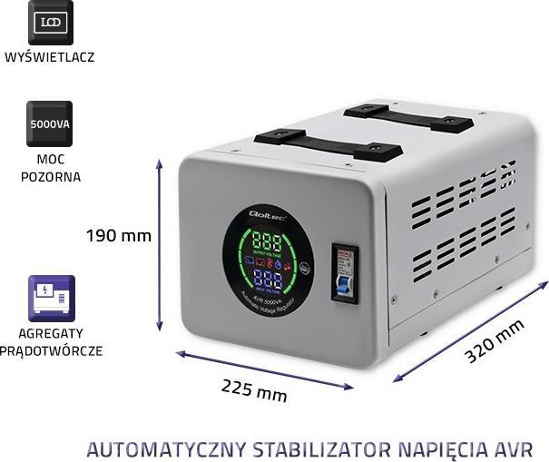 Image du produit Qoltec 50726 Stabilisateur automatique de tension (4000 W)