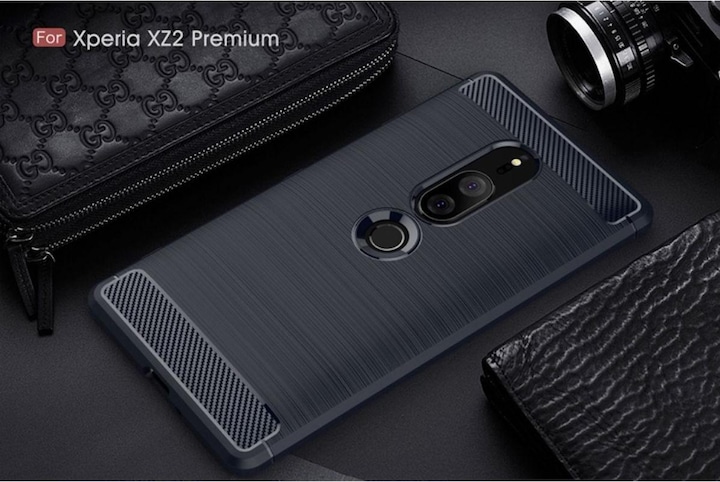 Actual product image König Design Case Mobile Protection for Sony Xperia XZ2 Premium Case Cover Bumper Carbon Blue (Sony Xperia XZ2 Premium)