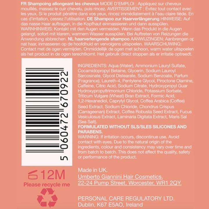 Actual product image Umberto Giannini Grow Long Root Stimulating Shampoo Vegan Cruelty Free 250ml (250 ml, Liquid shampoo)