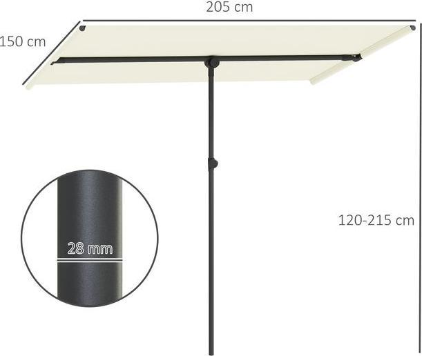 Image du produit Swisshandel24 Sonnenschirm 180 Grad drehbar Höhenverstellbar Alu 150x205cm Beige (2.05 m)