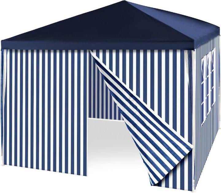 Actual product image VCM Pavillon Partyzelt 3x3m blau weiss wasserdicht 4 Seitenteile Gartenzelt Eventzelt (300 cm, 300 cm)