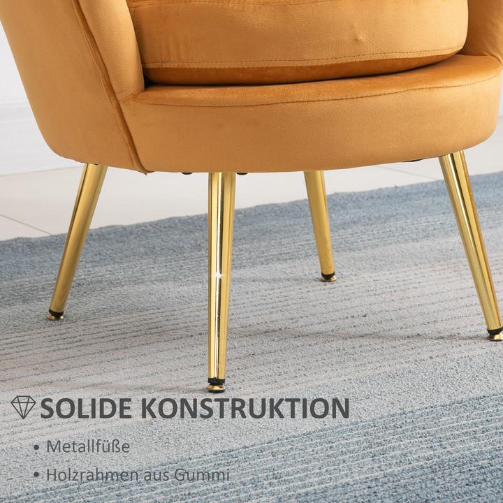 Image du produit Homcom Polstersessel Polyester, Gummiholz Gelb