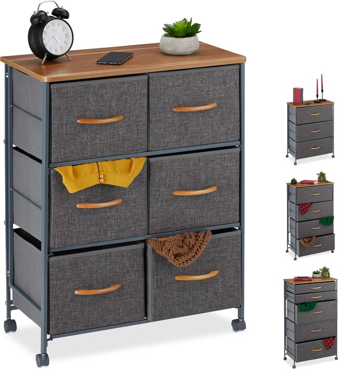 Actual product image Relaxdays Chest of Drawers of Casters (58 x 30 x 74.5 cm)