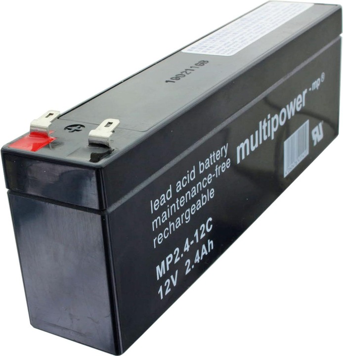 Actual product image Multipower MP2.4-12C Lead-Acid Battery with 4.8mm Faston Contact (12 V, 2.40 Ah)