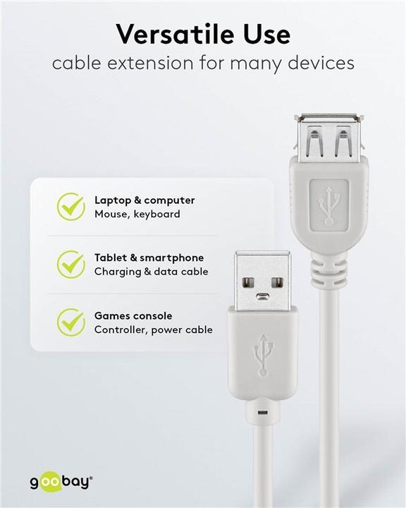 Image du produit Goobay USB 2.0 Verlängerungskabel (0.60 m, USB 2.0)