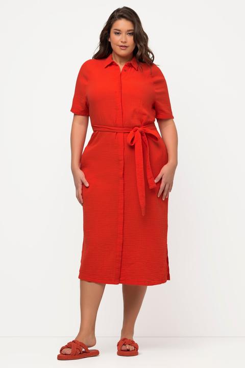 Produktbild Ulla Popken Midikleid, Hemdkragen, Halbarm, Musselin (54)