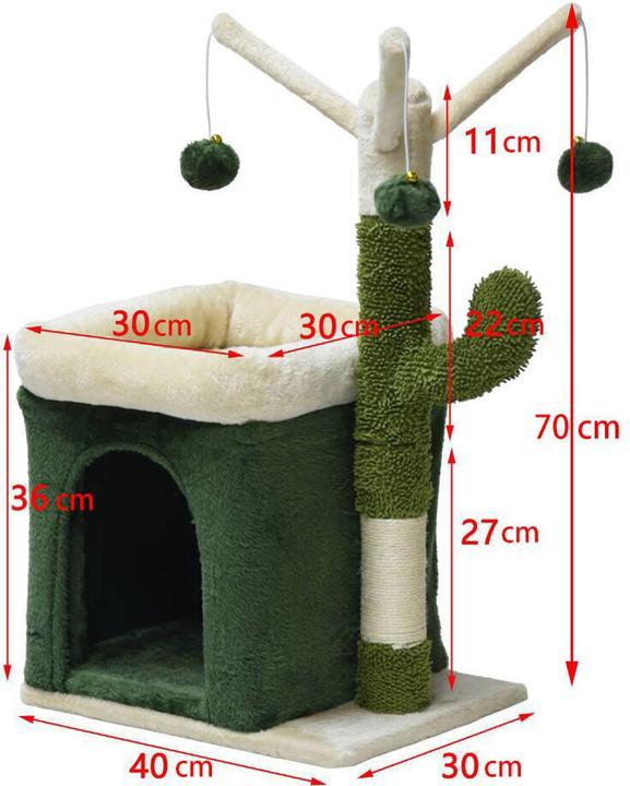 Immagine prodotto Fudajo Tiragraffi cactus 70cm tiragraffi per gatti albero per gatti albero da arrampicata per gatti (70 cm, Verde e beige)