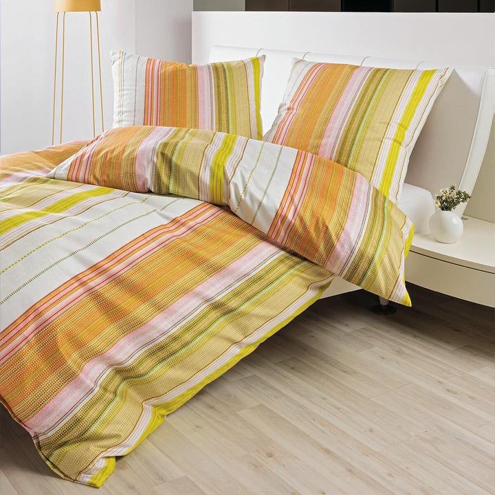 Produktbild Janine Mako-Satin Bettwäsche Palermo 31162-04 orange grün (155x220 cm + 80x80 cm)