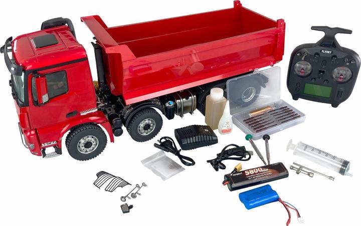 Produktbild Amewi M-Benz Arocs Hydraulik Abrollkipper Pro 8x8 1:14 RTR rot, Sound, Licht, 2-Gang Getriebe, sperrbare (RTR Ready-to-Run)