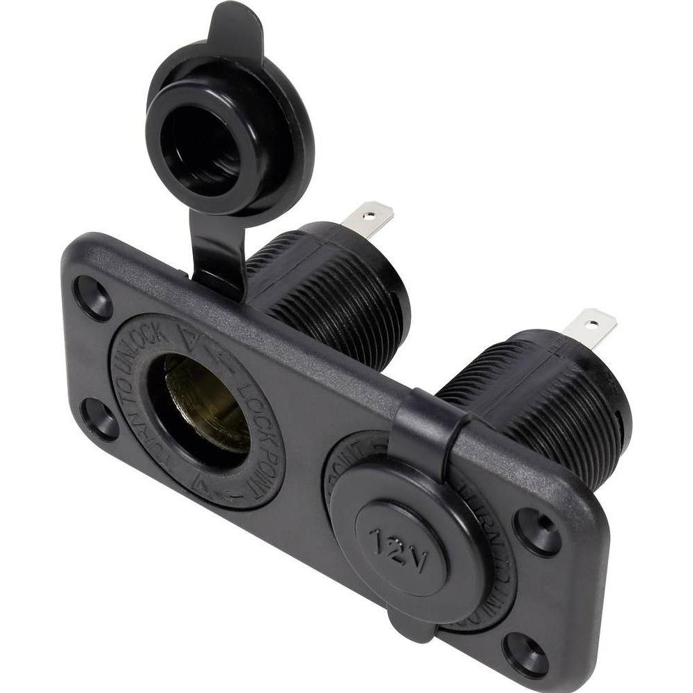 Tru Components, Utensili autofficina, Dual-Kfz-Einbaubuchse mit Schutzkappe