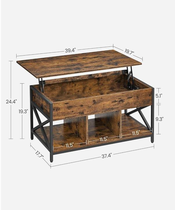 Immagine prodotto Vasagle Couchtisch Industrial 50 x 49 cm, Schwarz, Tiefe